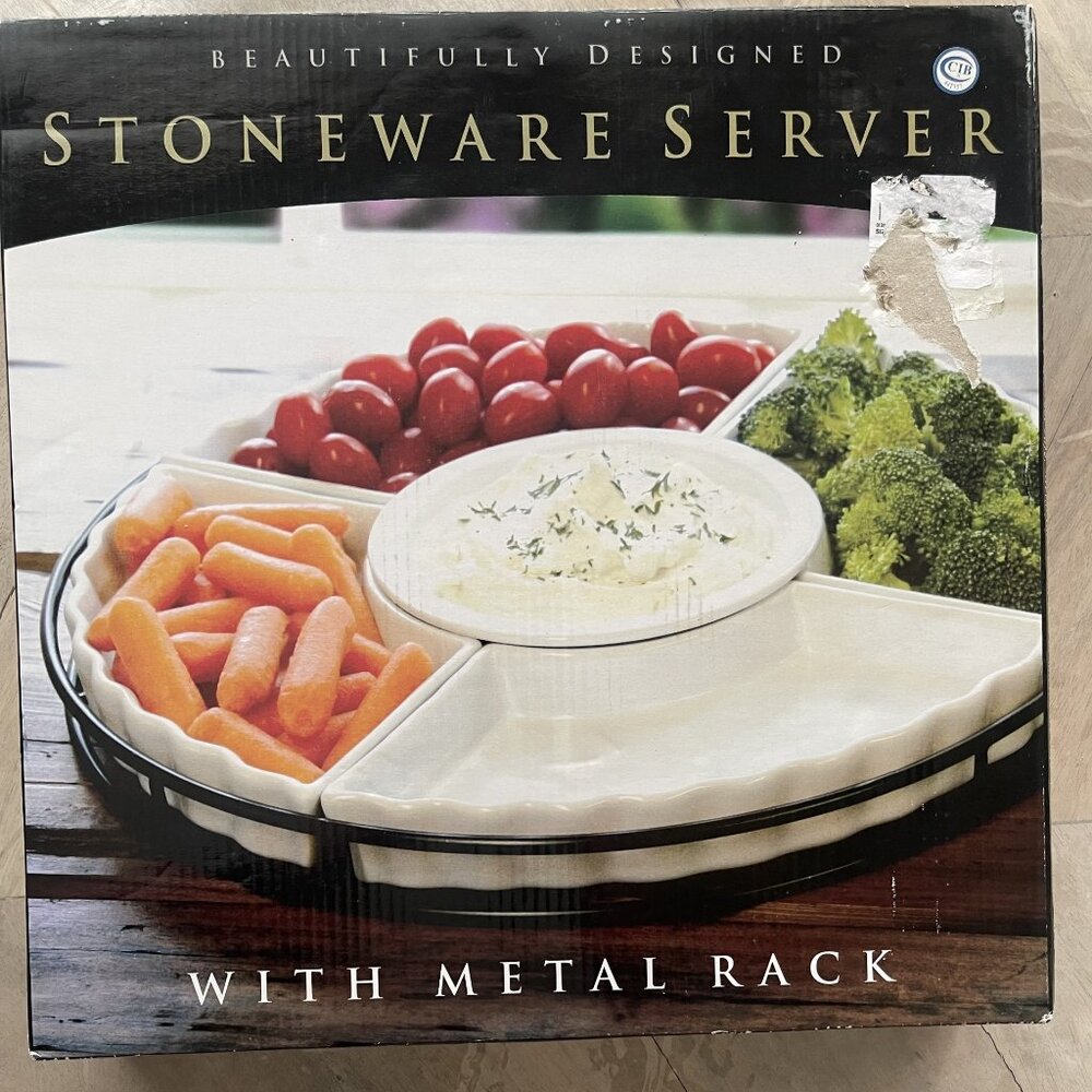 NEW Stoneware Server with Metal Rack - 12" wide